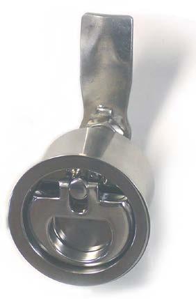 polished, Stainless Steel Hold Down, with threaded bolt, polished.
