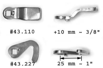 5 mm cam: long 1 3/4 cam depth: adjustable 3/4 depending on type of cam. (See below) 43.999 43.