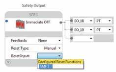 The software automatically assigns two outputs to the next available safety outputs, which in this case are