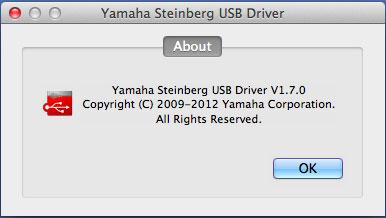 Yamaha Steinberg USB Driver About Indicates the version and copyright of the audio driver. The letters x.