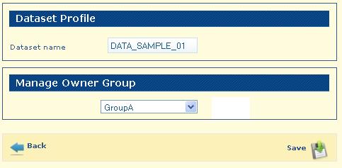 1. Enter the search criteria by using any combination of the fields. The identification of the dataset: Dataset Name. The format used for it: Dataset Format.