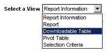 WORKING WITH DOWNLOADABLE TABLES Select the Downloadable Table view from the report View Selector All data is shown, regardless of Group By selection Page backward in increments of 25 lines