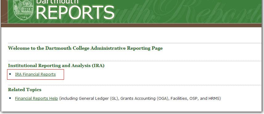 edu/~reports IRA Financial Reports link under