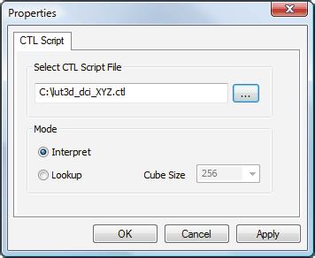 16 Workflows CTL Script Select CTL (Color Transform Language) Script from the Preprocess drop-down list and add by clicking the add [ ] icon.