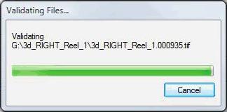 Qubemaster PrO 39 Select [Validate] to ensure that all files in the Stereoscopic Image Sequence exist. The number of files selected for the left and right sequences should be the same.