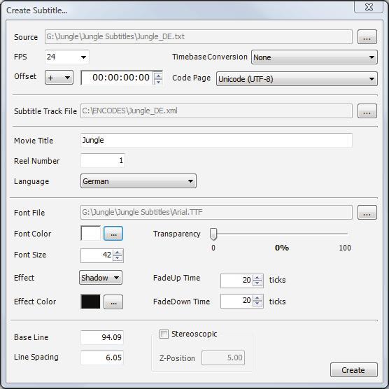 42 user Interface Subtitle QubeMaster Pro can create a CineCanvas XML file from files with TXT