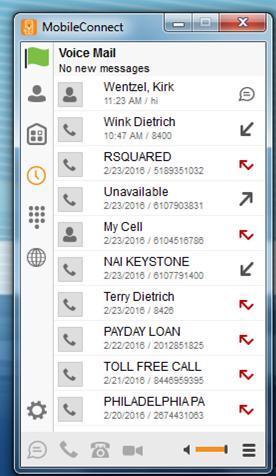 USING THE COMPUTER APP (HISTORY) If The you rest have of voicemails the screen in shows the any Received, system Made, you or Missed will see calls. how many.