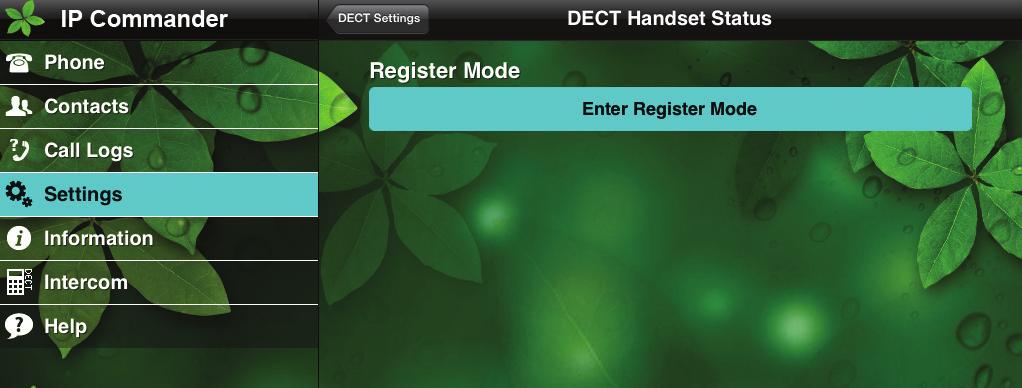 Press Enter Register Mode to enter Register mode DECT Handset 1 registered successfully 5.