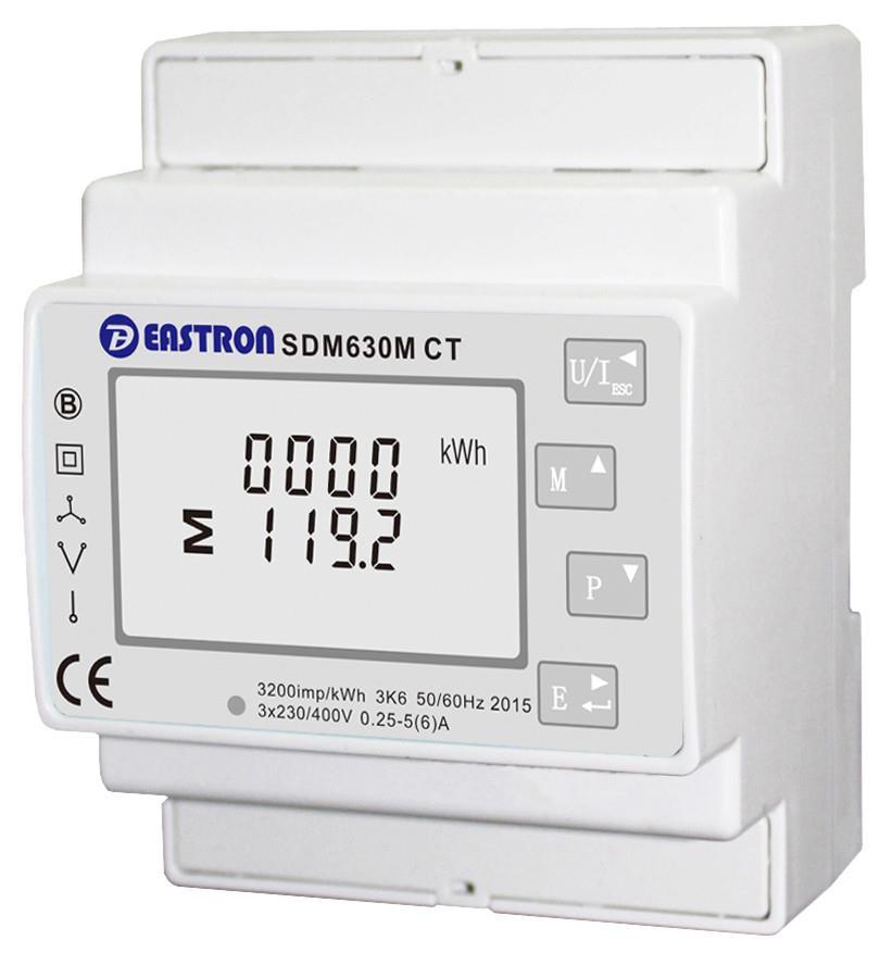 SDM630M CT DIN Rail Energy Meter for Single and Three Phase Electrical Systems Measures kwh Kvarh, KW, Kvar, KVA, P, F, PF, Hz, dmd, V, A, THD,etc.