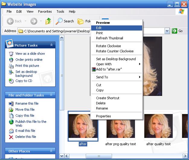 Resize an Image in Microsoft Windows 2 The easiest way to resize an image in Microsoft Windows is to right click on the photo and select Edit.