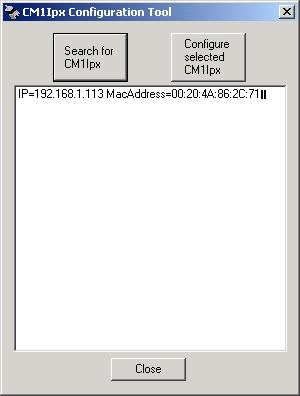 In the configuration window the network settings and IP address of the module can be set
