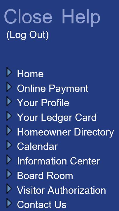 "Information Center" contains your Association's Governing Documents, Rules and Regulations, Architectural Application and any other documents.