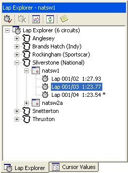 3.4 Lap Explorer The Lap Explorer window ( Figure 7) displays the available data in a tree or hierarchical manner. This window is used to select the laps to be analysed.