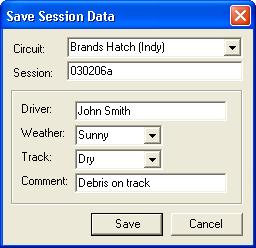 Figure 16 - Save Session Data Dialog 4. Update the fields to reflect the prevailing conditions and add a comment if necessary.