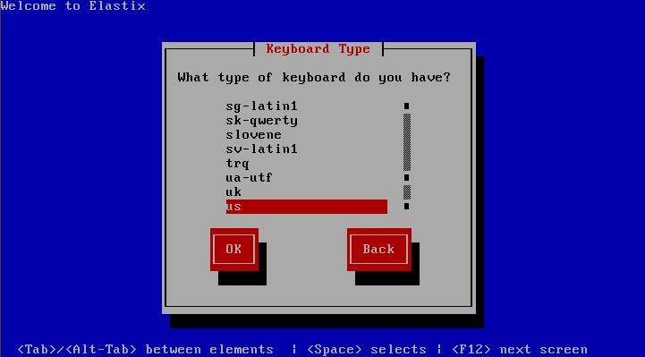 c) Next, choose a keyboard type according to your requirement. Usually we choose us (Figure 3). Figure 3 d) Then the welcome interface as shown below appears. Just click on OK (Figure 4).
