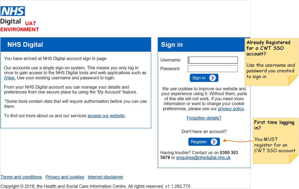 Creating a Single Sign-On (SSO) account Back Since we use SSO to authenticate you as a user you will need to create your SSO account the first time you try to log on.