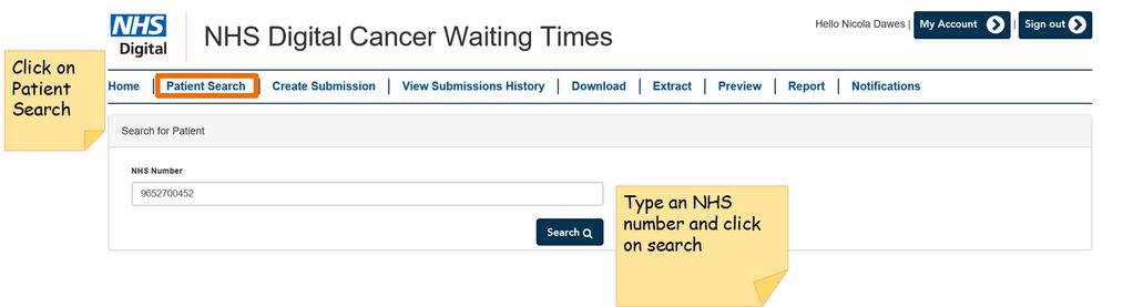 Search for Records Back Navigate to the patient search screen by clicking on Patient Search on the top tool bar or from the quick