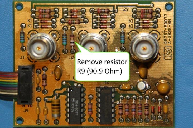 Replace 6 resistors with 68 Ohm On the GSP board near U1, replace R3/R8/R10 (13.3 Ohm) and R4/R9/R11 (121 Ohm) with 68 Ohm ±1% resistor.