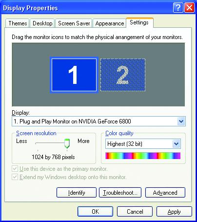 English 3.1.6. Display Properties Pages The screen shows the information of display adapter, color, the range of display area and the refresh rate.