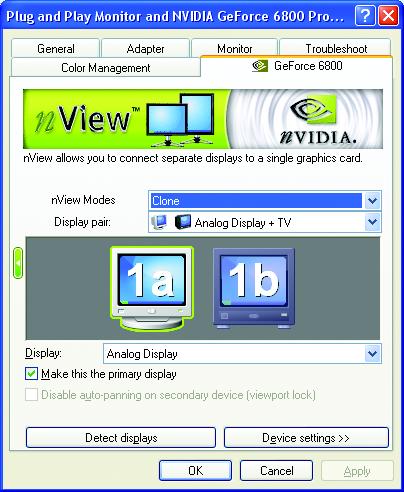 nview Display Mode properties nview allows you to connect separate displays to single graphics card. nview modes: select your preferred nview display modes here.