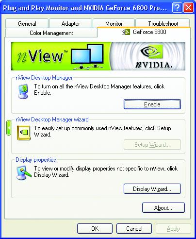 3.1.7. nview Properties Pages nview is a set of desktop tools designed to help you be more productive when using your graphics card.