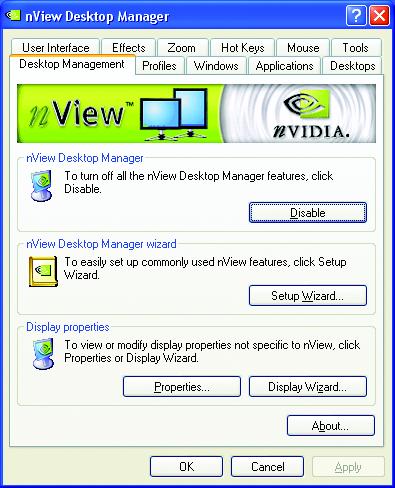 English nview Desktop Management properties This tab contains