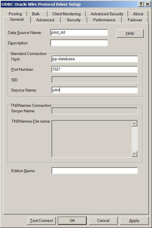 Driver-specific configuration dialog 7. Fill out the following fields: Data Source Name: Type a name for this new data source. You need to use this name later to specify how to access this database.