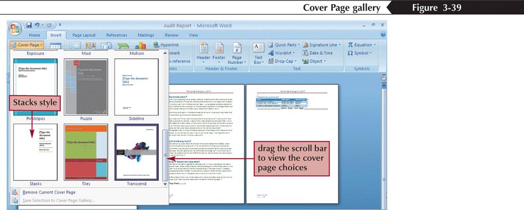 Inserting a Cover Page A document s cover page typically includes the title and the author of the report Click the