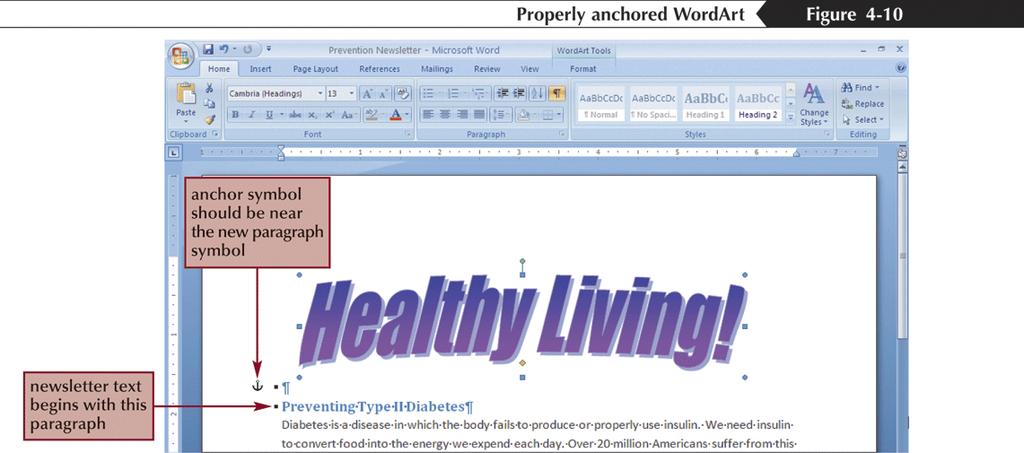 Anchoring the WordArt Object to a Blank Paragraph