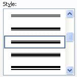 Use the Style section of the dialog to select a different border style.