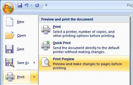the Print option. From the submenu displayed select the Print Preview command.