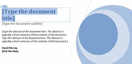 Click on the [Type the document title] and then enter a title, such as 'About Computers'.