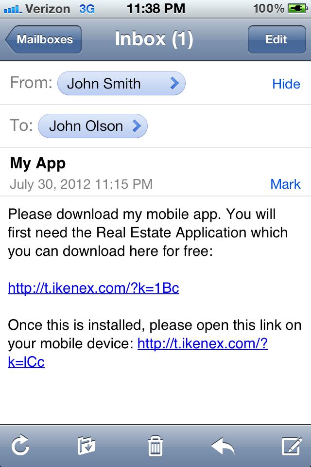 App. Note: Agent must be logged in. 2) Agent shares app from ikenex page.
