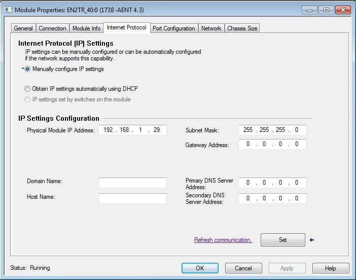 Configure the Adapter for Direct Connection in RSLogix 5000 Software Chapter 4 Configure the Adapter with Fixed IP Address To configure the adapter with a fixed IP address to prevent the adapter from