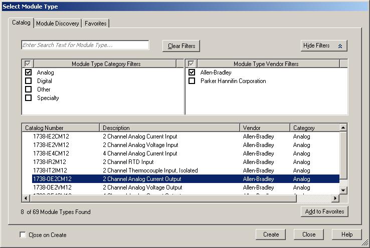 Chapter 5 Configure the Adapter for Direct Connection and Rack Optimization in RSLogix 5000 Software The Select Module dialog opens. 2.
