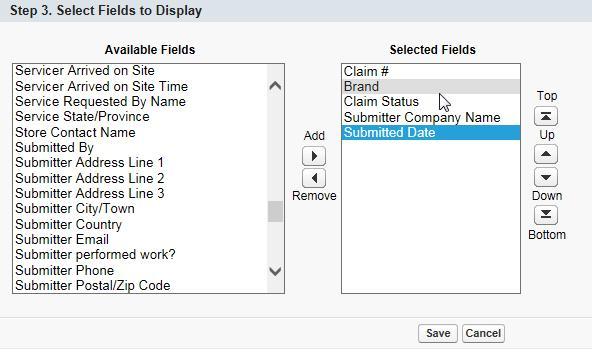 Accessing Claims Creating a View Select the fields to display in your view. Available Fields: All fields on the claim form are in the Available Fields column.