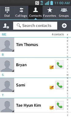 Using VuTalk 1 Open the Contacts app and tap to display