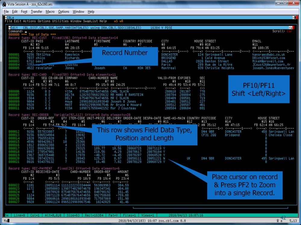 SELCOPY/i SDE allows you to view multiple records types concurrently. Mapped by COBOL or PL1 copy book.
