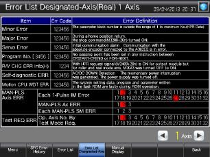 To previous page Base screen B-30091: Error List Designated-Axis