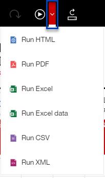 Run (Reset Prompts and Run) the actual Run icon will return the user to the prompt screen to change prompt selections. Run HTML Reports in Cognos run in HTML by default.