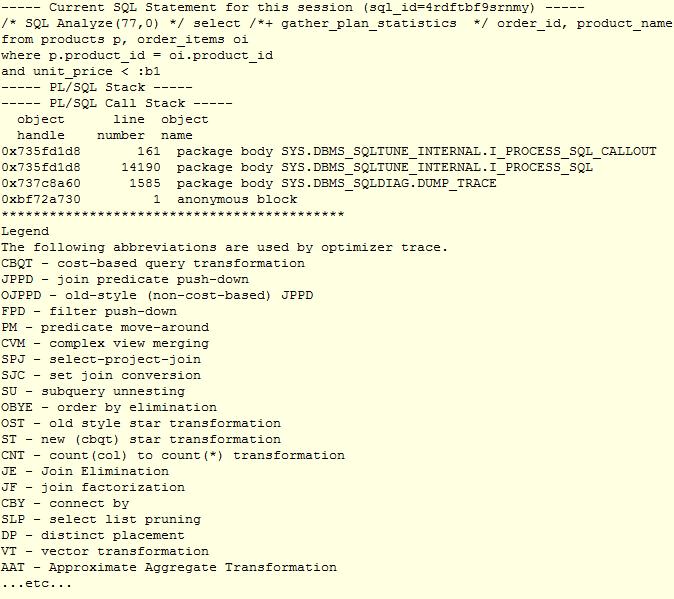 Appendix CBO trace or 10053 event -- trc.sql alter session set tracefile_identifier='&trc_name'; exec dbms_sqldiag.