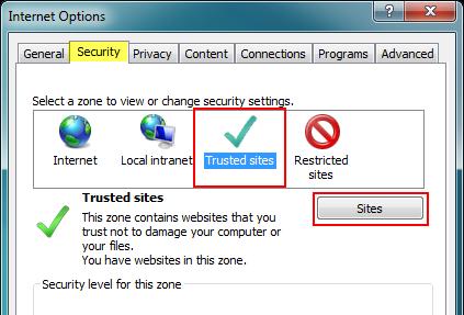 8 CompuGroup Medical Configure IE v9 Settings for CGM webpractice Revised: 1.24.2014 Security Settings Select the Security tab.