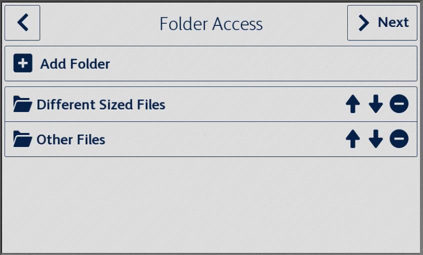 8. If Specify Folders is selected, a. Browse and select a folder. b. Select OK to display the folder in the App. c.