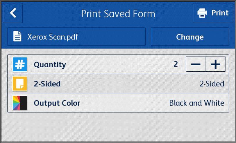 5. App Workflows Print a Saved Form The following procedure assumes the initial setup of the Forms Manager App has been completed.