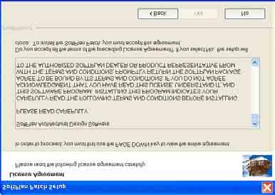 3. The Software License Agreement dialog is shown. You must accept the license agreement to install the SoftPlan patch.