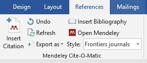 Inserting in-text citations In order to insert an in-text citation with the Mendeley Word plugin, the corresponding reference(s) must already be present in