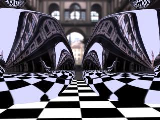Then each reflector is rendered by computing a reflected ray per pixel, a step similar to environment mapping, and by intersecting the reflected ray with the depth images of reflected geometry.