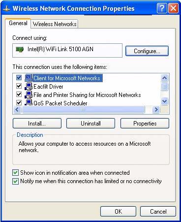 - Step 2: Configure the Wireless Network Card The Wireless Network Connection Properties page is displayed. Figure 2.