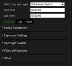 Parameter Description Enhancement settings for day mode only. Night: Configure the Backlight, White Balance and Image Enhancement settings for night mode only. 2.