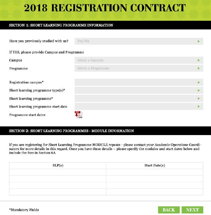 Online Registration Contract - Page 3 Complete your qualification details below.